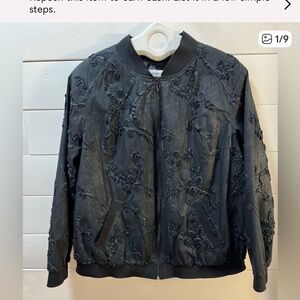 LANA LEE – Black Embroidered Bomber Jacket size 20